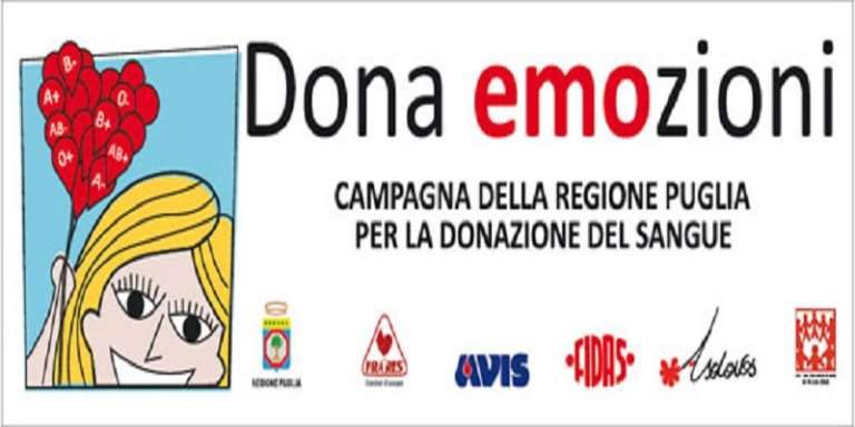 PUGLIA, CAMPAGNA DI SENSIBILIZZAZIONE DONAZIONE SANGUE