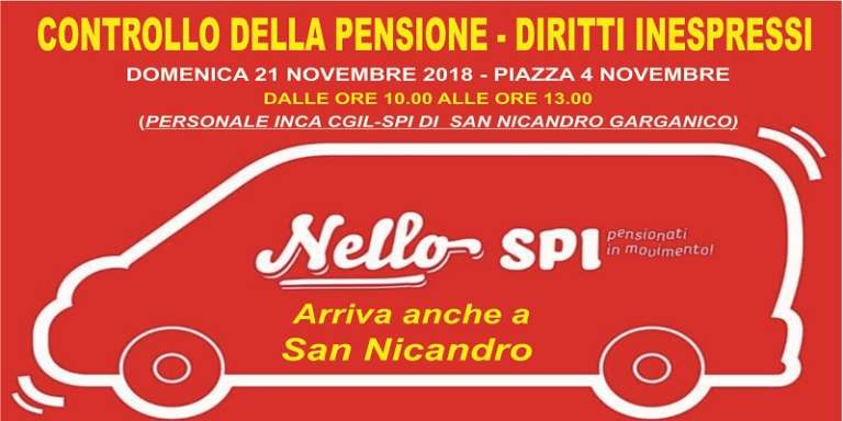 ANCHE A SAN NICANDRO IL CONTROLLO DELLE PENSIONI PER GLI AVENTI DIRITTO