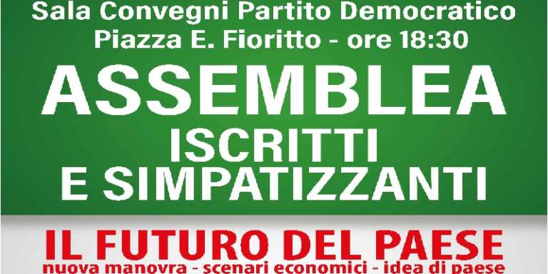 SAN NICANDRO, ASSEMBLEA PD CON L’ON. BORDO SU PRIMARIE E POLITICA NAZIONALE