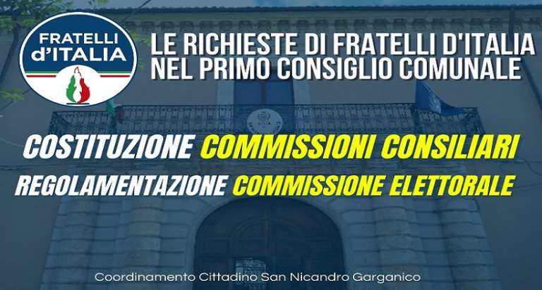 FRATELLI D’ITALIA: COMMISSIONI CONSILIARI E REGOLAMENTAZIONE COMMISSIONE ELETTORALE