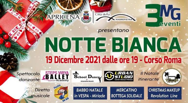 APRICENA, NOTTE BIANCA 2021: DOMENICA 19 DICEMBRE