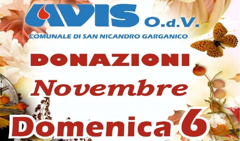 AVIS SAN NICANDRO, DOMANI SI DONA