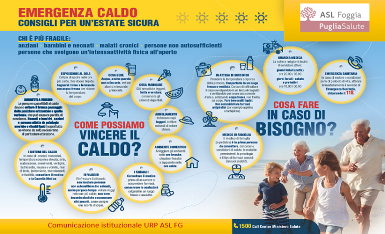 ASL FG, CAMPAGNA DI PREVENZIONE ANTI CALDO