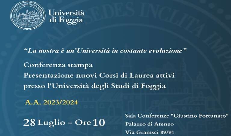 UNIFG, I NUOVI CORSI DI LAUREA. AMPLIATA L’OFFERTA FORMATIVA