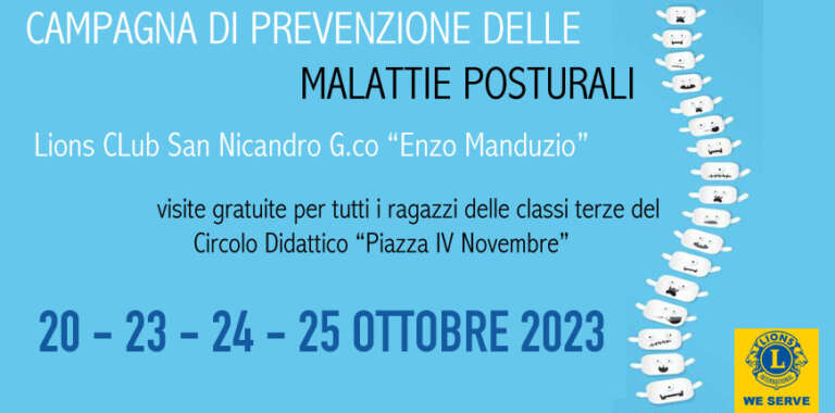 SAN NICANDRO: TERMINATO LO SCREENING POSTURALE E DELLA COLONNA PER ALUNNI SCUOLA ELEMENTARE