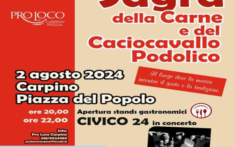 2 AGOSTO, A CARPINO LA SAGRA DELLA CARNE E DEL CACIOCAVALLO PODOLICO