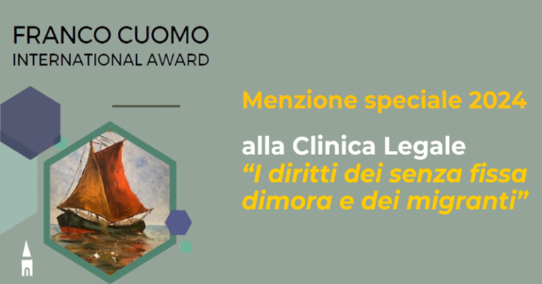 CLINICA LEGALE DELL’UNIFG PREMIATA CON MENSIONE SPECIALE AL FRANCO CUOMO INTERNATIONAL AWARD 2024