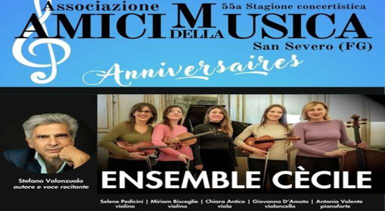 SAN SEVERO, PER GLI AMICI DELLA MUSICA PRESENTANO “ENSEMBLE CECILE”