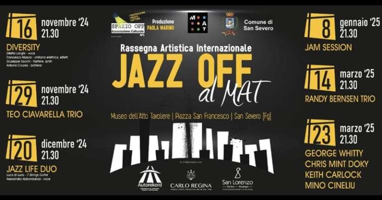 SAN SEVERO. “JAZZ OFF AL MAT”: VENERDÌ 8 NOVEMBRE LA PRESENTAZIONE DELLA RASSEGNA