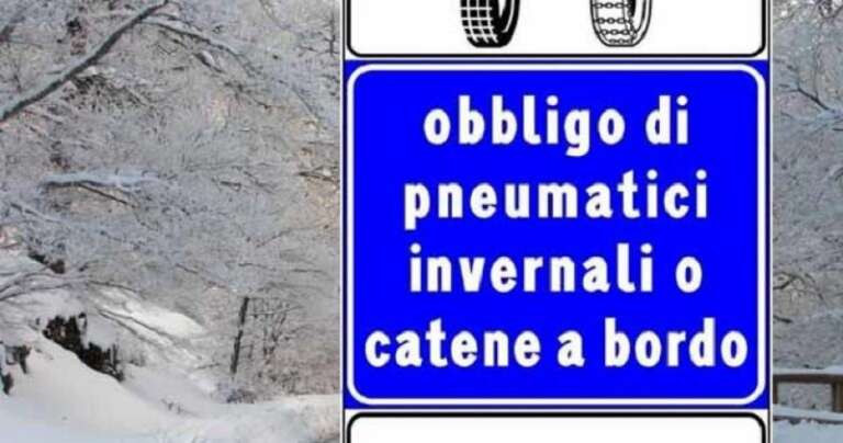 DAL 15 NOVEMBRE OBBLIGO PNEUMATICI INVERNALI O CATENE O LE CALZE DI NEVE A BORDO